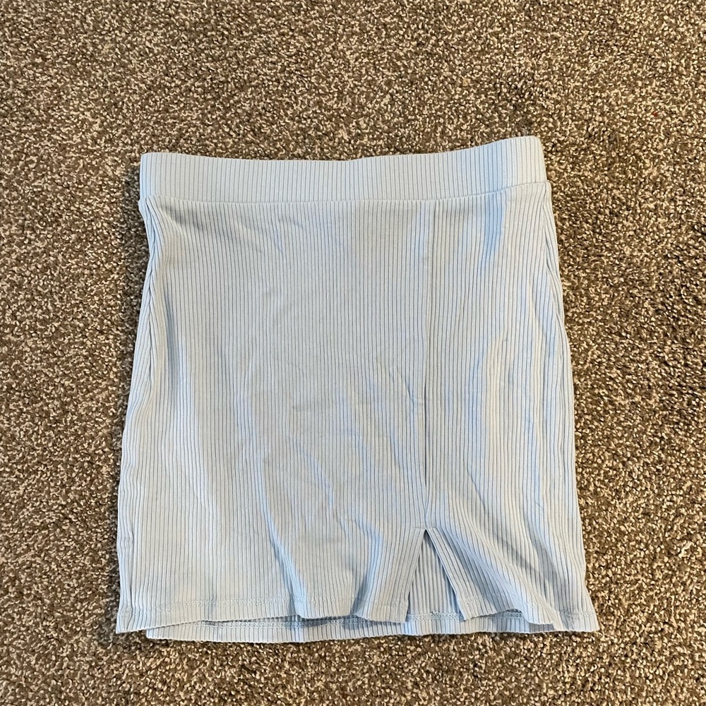 Light Blue Ribbed Skirt